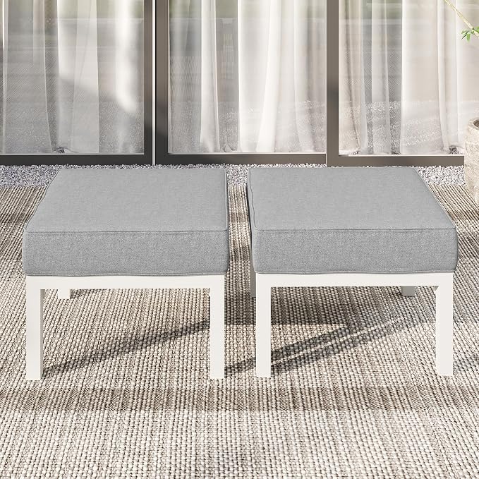 Solaste Outdoor Footstools Patio Ottoman Set of 2, Aluminum All-Weather Outdoor by Solaste