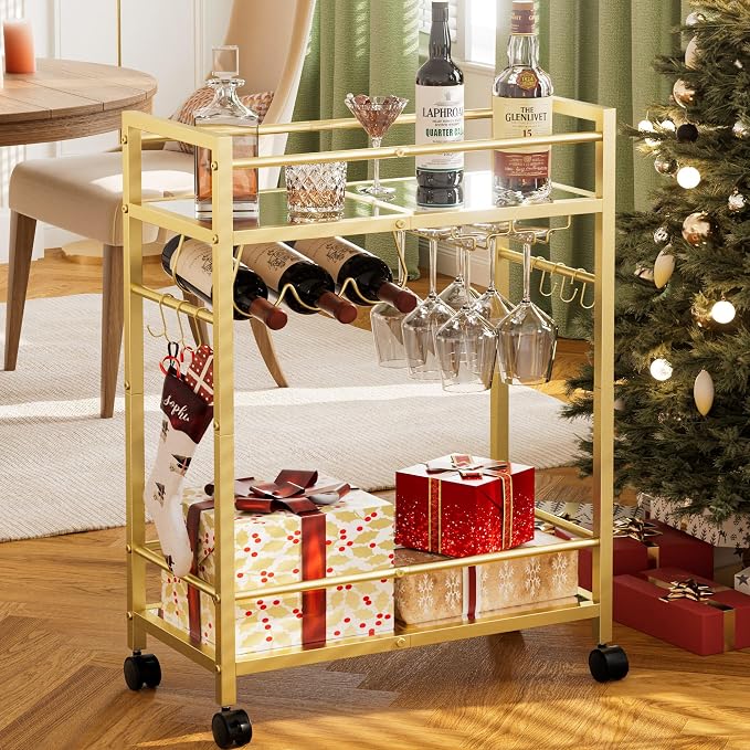 Bar Cart, Serving Cart for Home, Microwave Cart, Drink Cart, Wine Cart by HOME