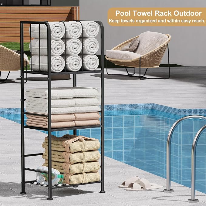 Towel Rack Free Standing 3-Tier M-Shaped Detachable Dividers, Durable Metal - Image 7