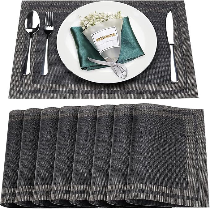 Placemats Set of 8, Heat and Stain Resistant Indoor/Outdoor Place mats by BxzanDya-LifeSmartMaker