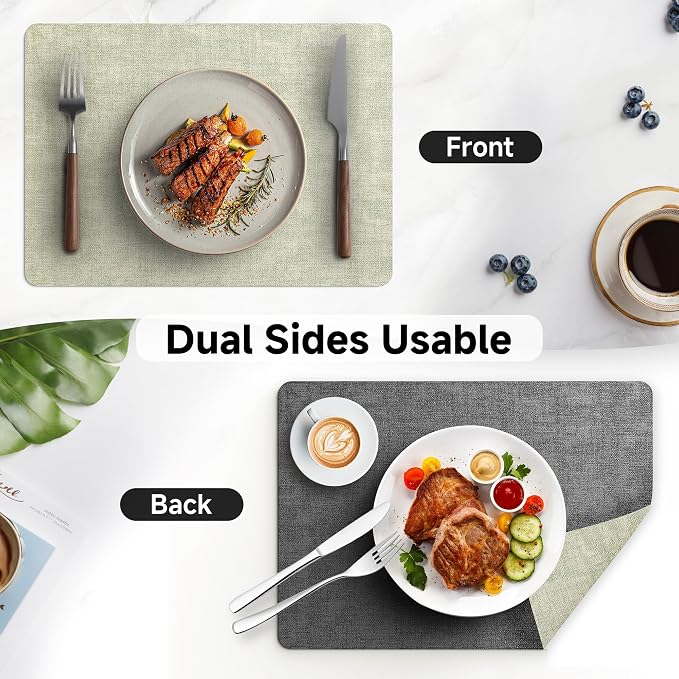 Faux Leather Vinyl Placemats Set of 4 Wipeable Heat Resistant Place Mats 100% - Image 6