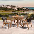 PURPLE LEAF 5 Pieces Outdoor Round Dining Set Patio Table and Chairs by PURPLELEAF