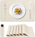 Vinyl Placemats Set of 6, Faux Leather Waterproof and Heat Resistant Place Mats by NCUE
