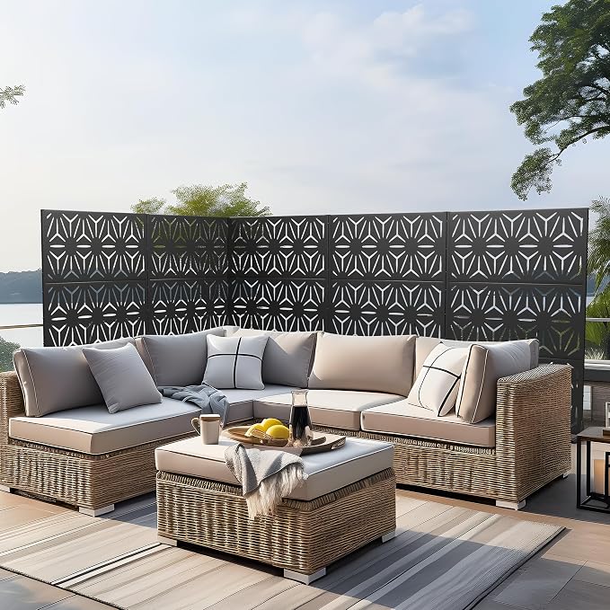 Casaphoria 72" H x 45" W Metal Privacy Screen, 2 Pack Outdoor Freestanding - Image 7
