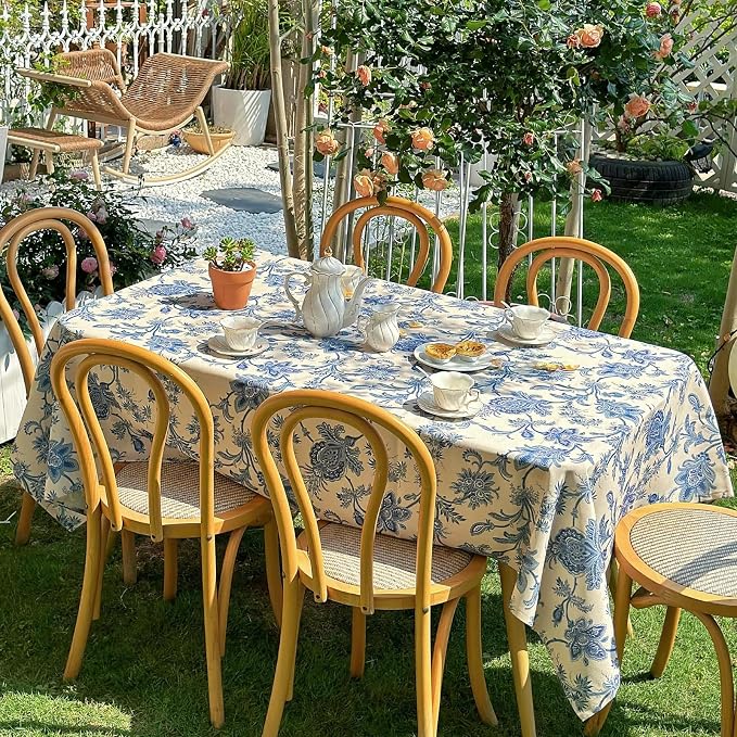 Floral Rectangle Outdoor Tablecloth, Thick Waterproof Table Cloth, Decorative - Image 2