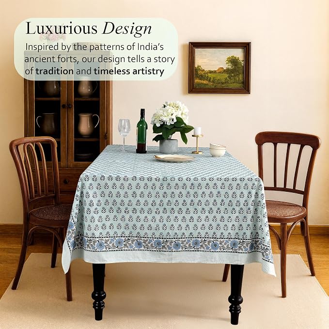 CPC Tablecloth 100% Cotton 70x118 Inch Indian Block Print Rectangle Table Cover - Image 2