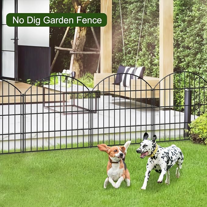 Metal Garden Fence 28in x 11.7ft, 5 Panels + 6 Stakes Rustproof Border Fence - Image 2