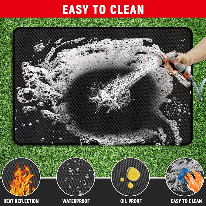 Grill Pads Floor Mat, 90x48 Inch Fiberglass Heat-Resistant Under Grill