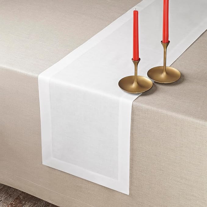 D'Moksha Homes Linen White Table Runner 84 Inches Long - Image 2