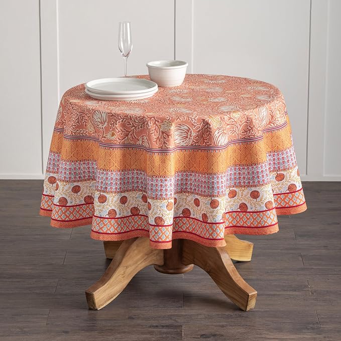 Maison d' Hermine Table Cloth Round Table 100% Cotton 63 Inches Fall Tablecloth - Image 9
