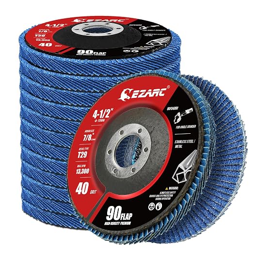 EZARC Flap Discs 40 Grit, 4.5" x 7/8" High Density Jumbo Zirconia Flap Sanding by EZARCTools