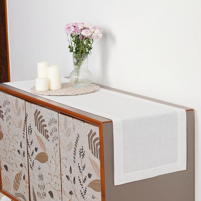D'Moksha Homes Linen White Table Runner 72 Inches Long - Image 4