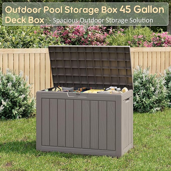 KAMABOKO 45 Gallon Outdoor Storage Box, All-Weather Deck Box - Image 3