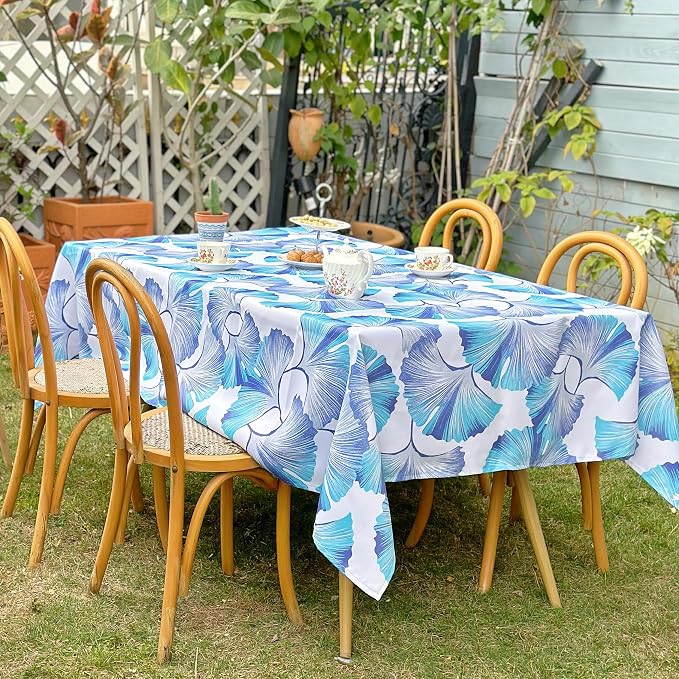 Outdoor Rectangle Tablecloth 60 x 84 Inch, Waterproof Table Cloth, Ginkgo Leaf - Image 3