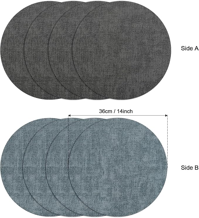 Myir JUN Round Placemats Dual Sided, Faux Leather Place Mats Set of 4 Indoor - Image 6