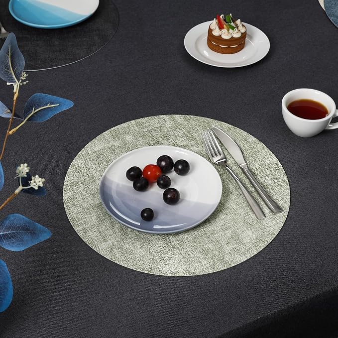 Myir JUN Round Placemats Dual Sided, Faux Leather Place Mats Set of 4 Indoor - Image 8