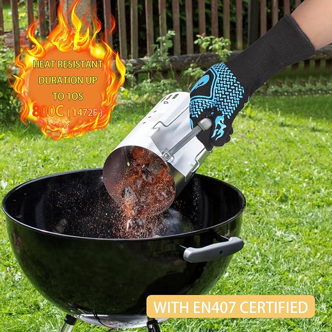 BBQ Fireproof Gloves, Grill Cut-Resistant Gloves 1472°F Heat Resistant Gloves - Image 4