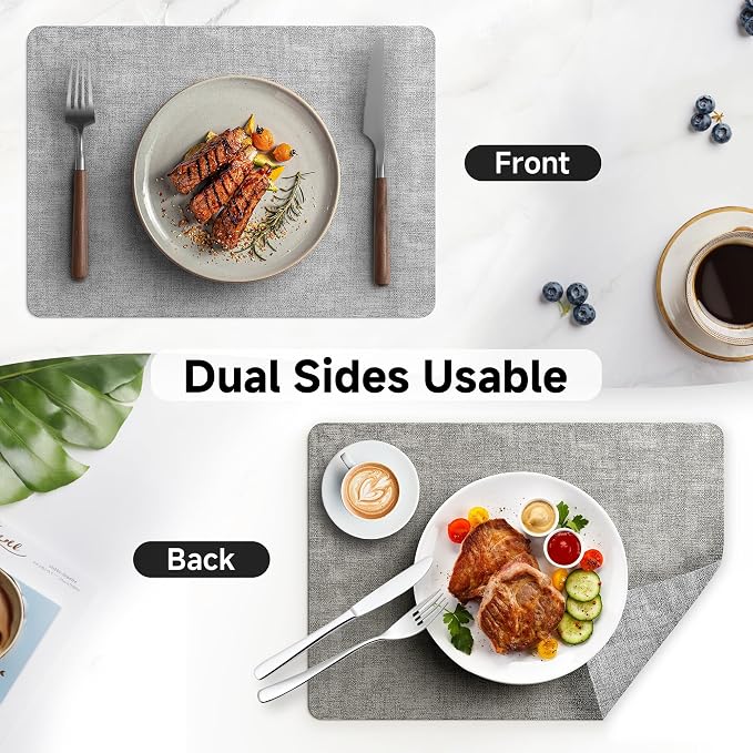 Faux Leather Vinyl Placemats Set of 4 Wipeable Heat Resistant Place Mats 100% - Image 6