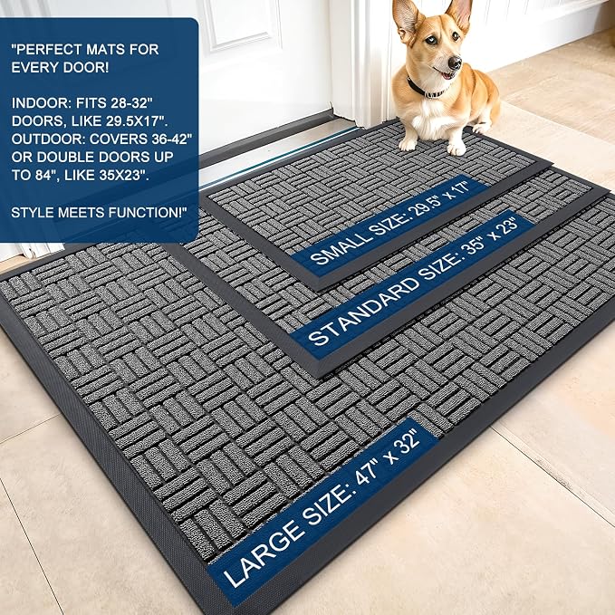OLANLY Front Door Mat Outside Entrance 29.5x17, Heavy Duty Sturdy Natural - Image 3