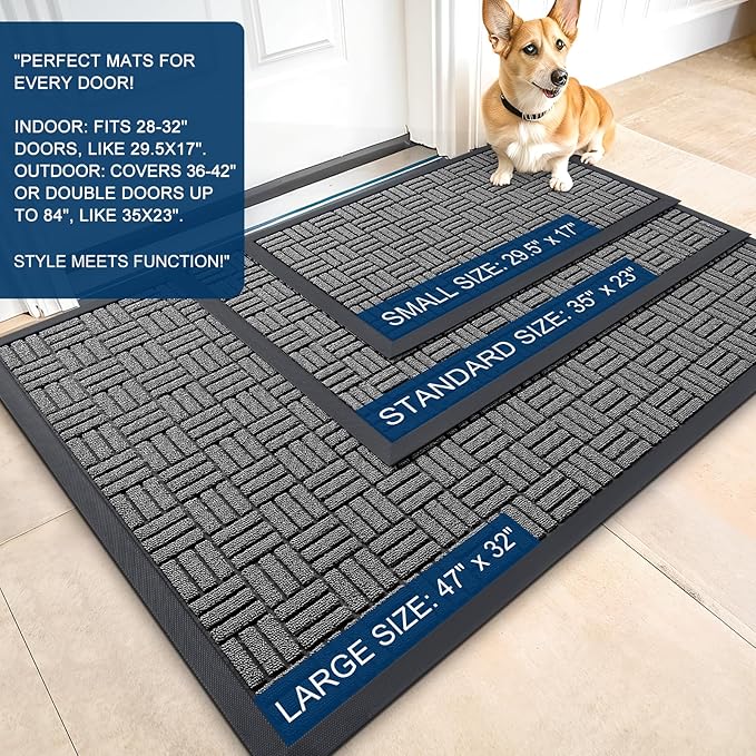 OLANLY Front Door Mat Outside Entrance 59x34, Heavy Duty Sturdy Natural Rubber - Image 2