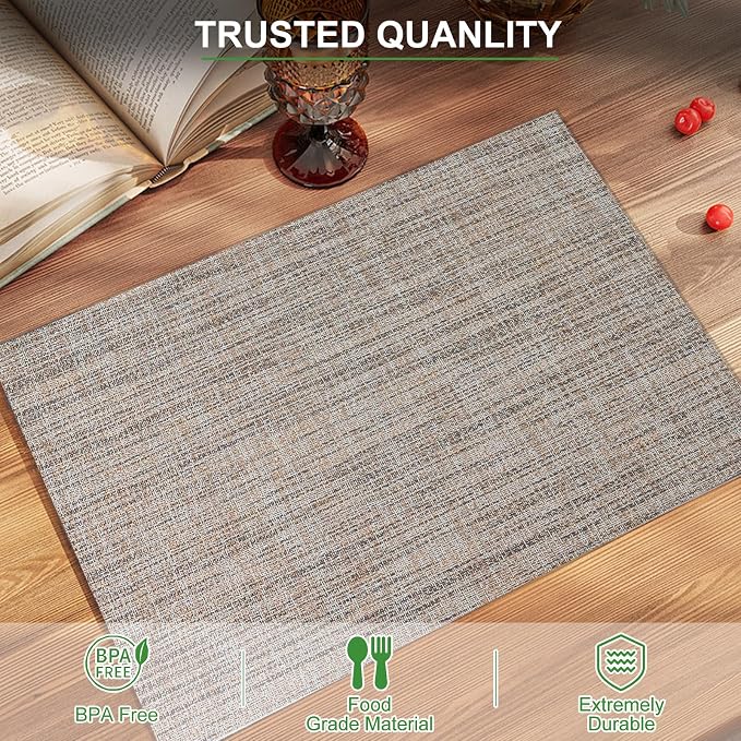 BETEAM Placemats Set of 8, Woven Vinyl Placemat - Image 2