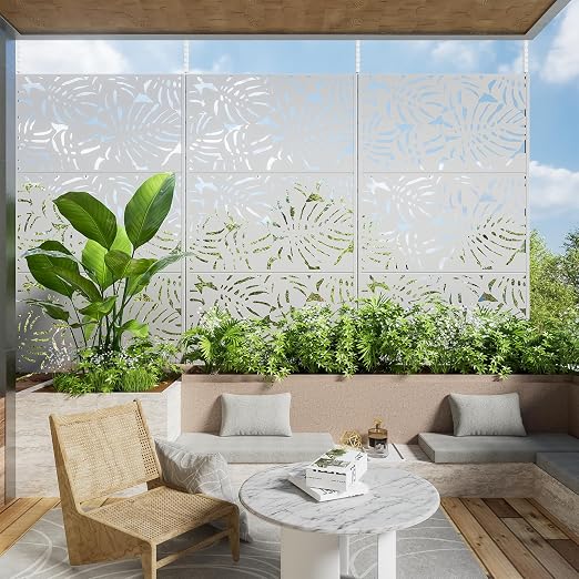 Casaphoria 72" H x 47" W Metal Outdoor Privacy Screen, Freestanding Decorative - Image 3