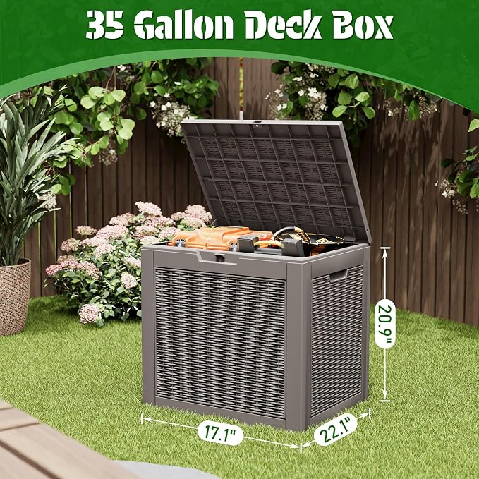 NUNU LAB 35 Gallon Outdoor Storage Box Waterproof, Indoor Outside Deck Boxes - Image 2