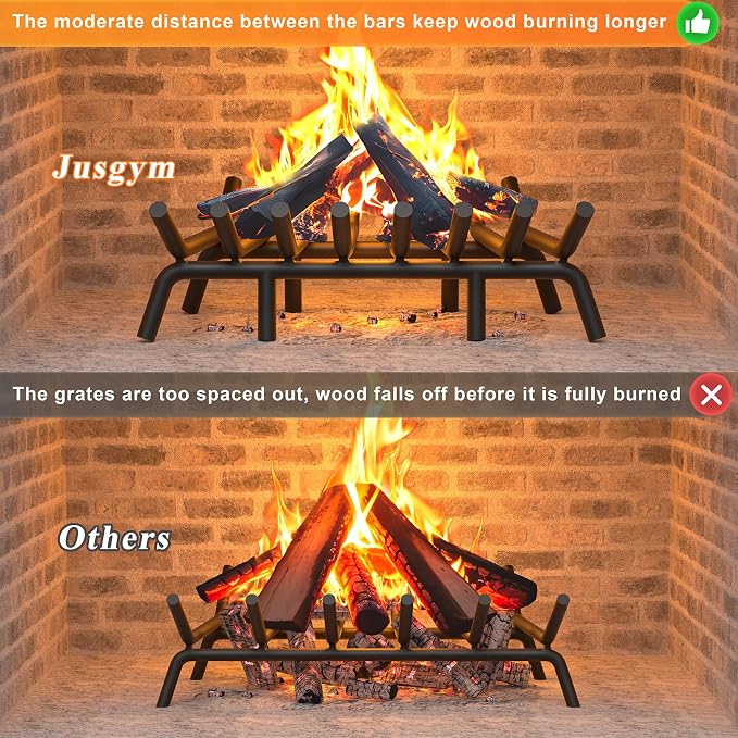 Fireplace Grate 30 Inch with 8 Support Legs, Round Solid Steel Heavy Duty - Image 3