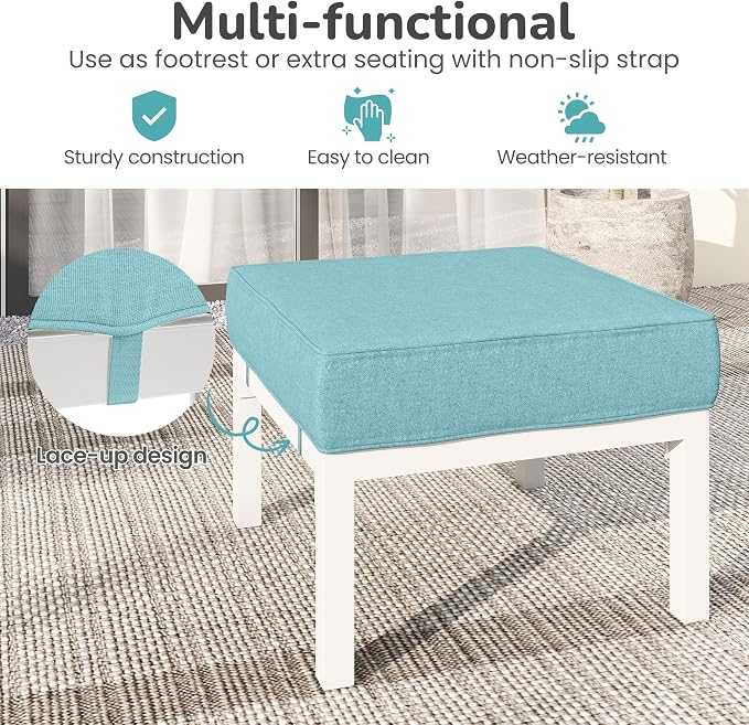 Solaste Outdoor Footstools Patio Ottoman Set of 2, Aluminum All-Weather Outdoor - Image 4