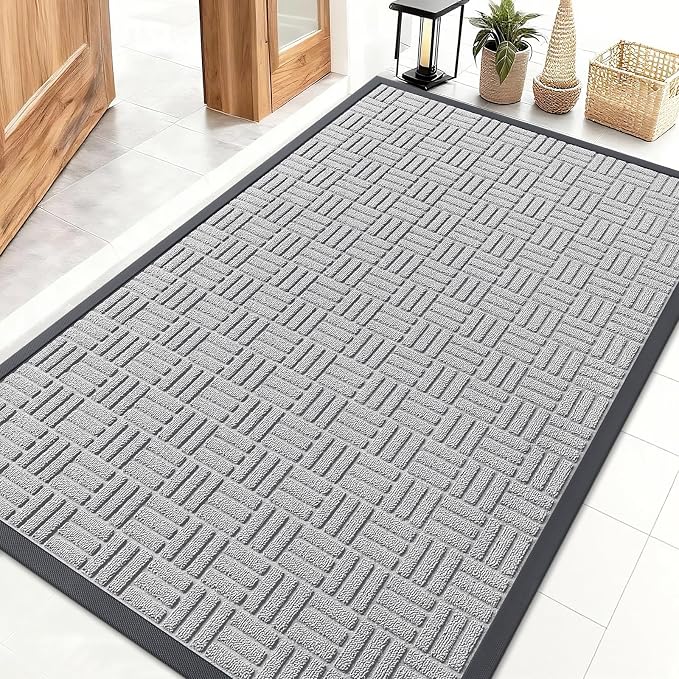 OLANLY Front Door Mat Outside Entrance 47x32, Heavy Duty Sturdy Natural Rubber by OLANLY
