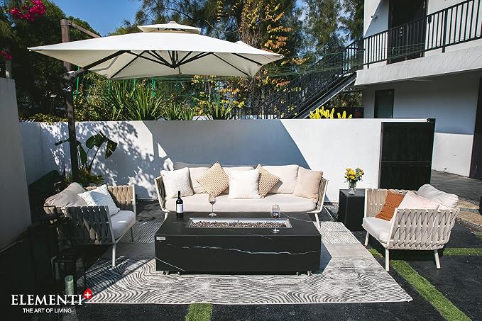 Elementi+ | Varna Gas Fire Pit | Marble Porcelain & Metal Frame | 60" - Image 8