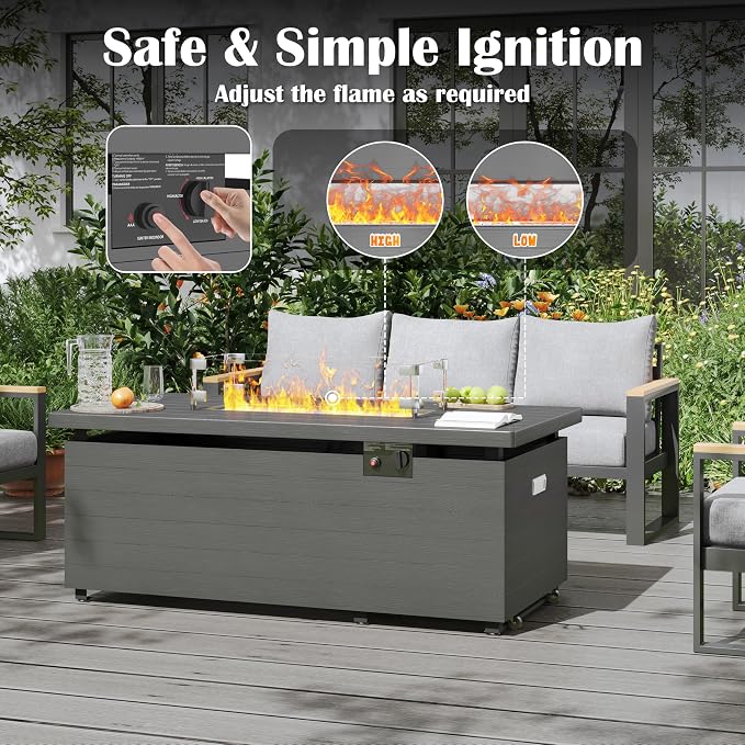 Sundale Outdoor 51 Inch Outdoor Fire Pit Table, 000BTU Rectangle Propane Fire - Image 4