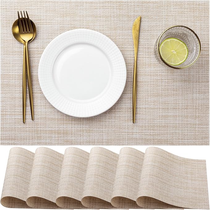 LEXMORE Placemats Set of 6 Vinyl/Plastic Woven Place Mats by lexmore