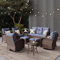 LayinSun 9 Pieces Outdoor Patio Furniture Set, Rattan Wicker Sectional Swivel by LayinSun