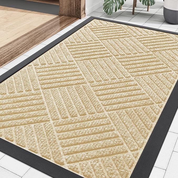 Smiry Front Door Mat Outside Entrance, Heavy Duty Outdoor Indoor Natural Rubber by Smiry