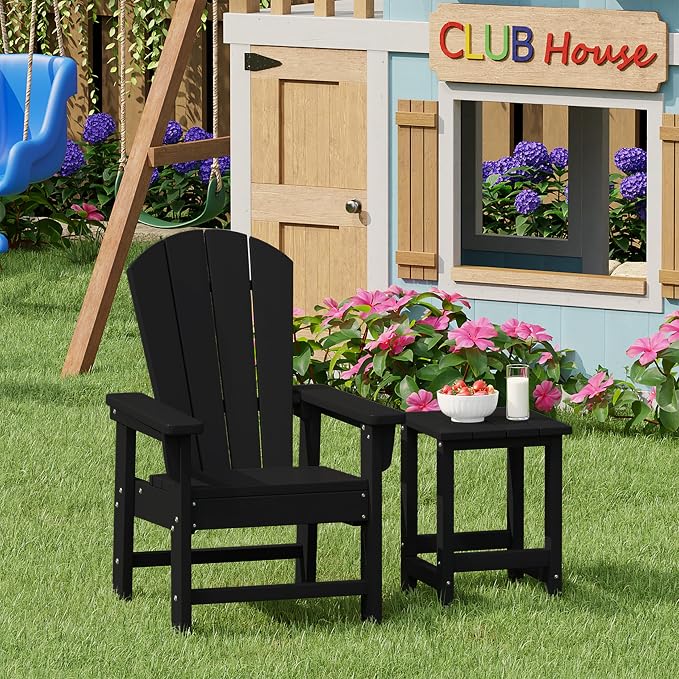 Costaelm Kids Outdoor Side Table, Small Patio HDPE Adirondack Square Table - Image 3