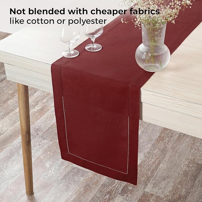 D'Moksha Homes Linen Dark Red Table Runner 72 Inches Long - Image 3