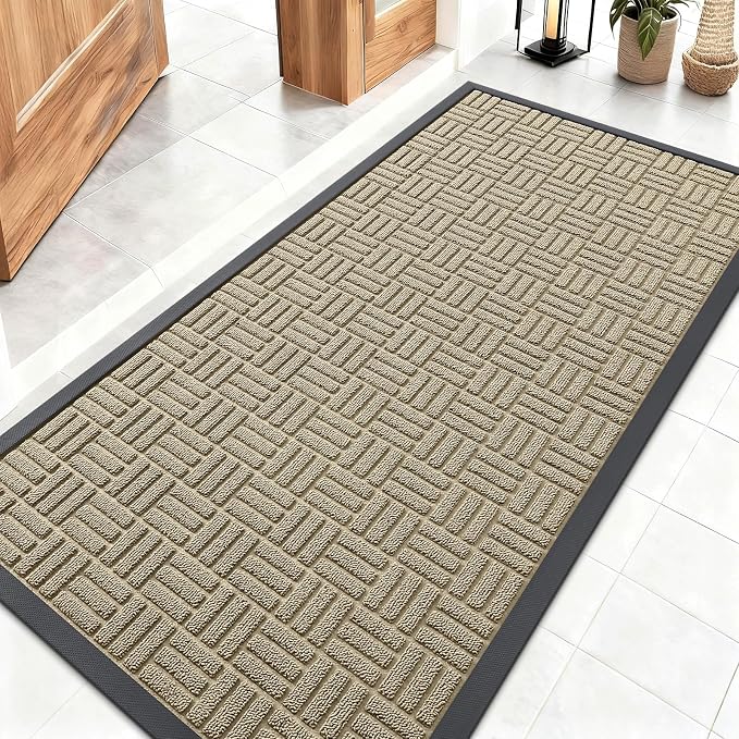 OLANLY Front Door Mat Outside Entrance 47x23, Heavy Duty Sturdy Natural Rubber by OLANLY