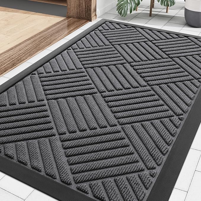 Smiry Front Door Mat Outside Entrance, Heavy Duty Outdoor Indoor Natural Rubber by Smiry
