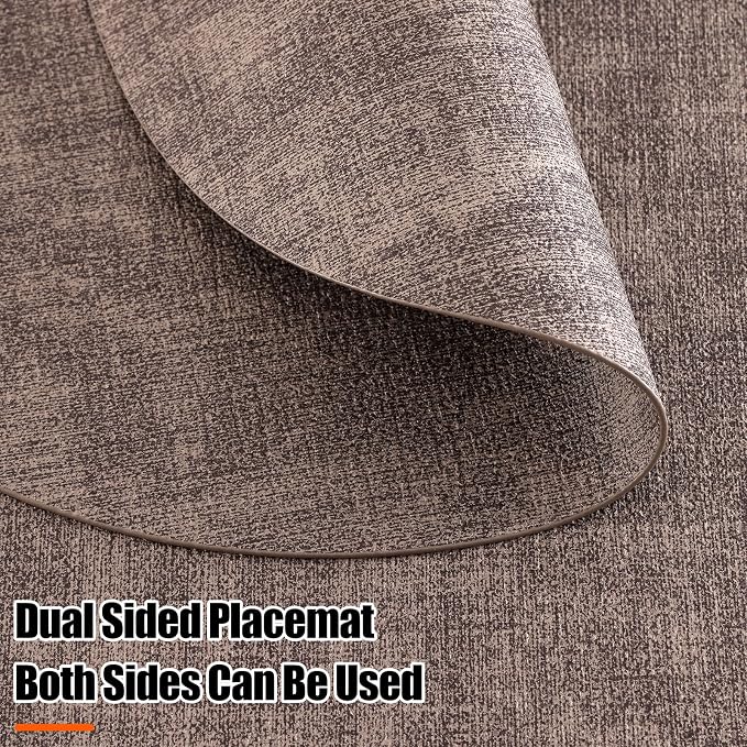 Homaxy Round Faux Leather Placemats and Coasters, Washable Dual-Side Table Mats - Image 3