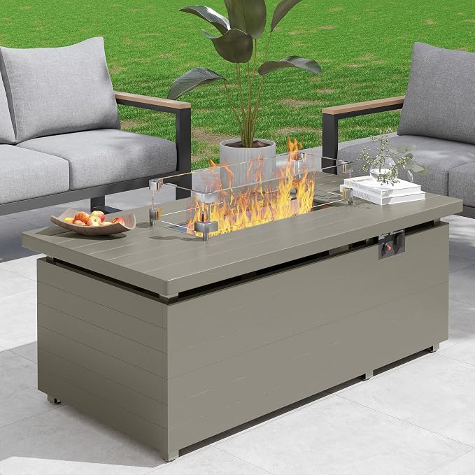 Sundale Outdoor 51 Inch Outdoor Fire Pit Table, 000BTU Rectangle Propane Fire - Image 9