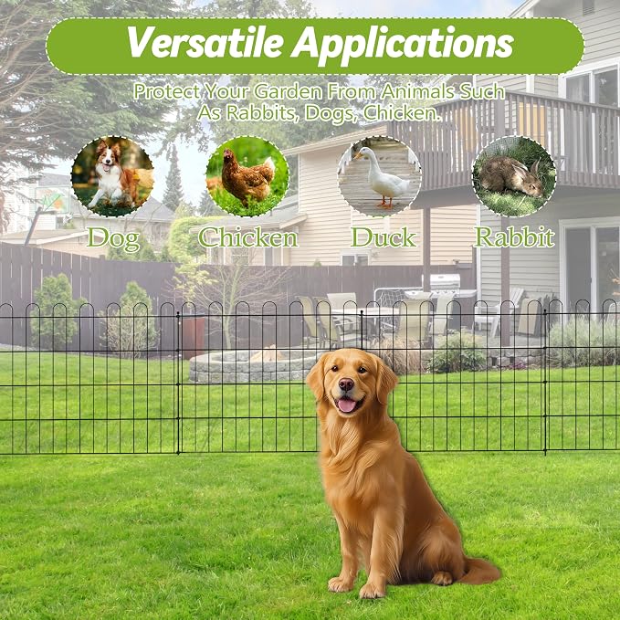 Sunnyglade 10 Panels No Dig Decorative Outdoor Garden Fence - Image 2