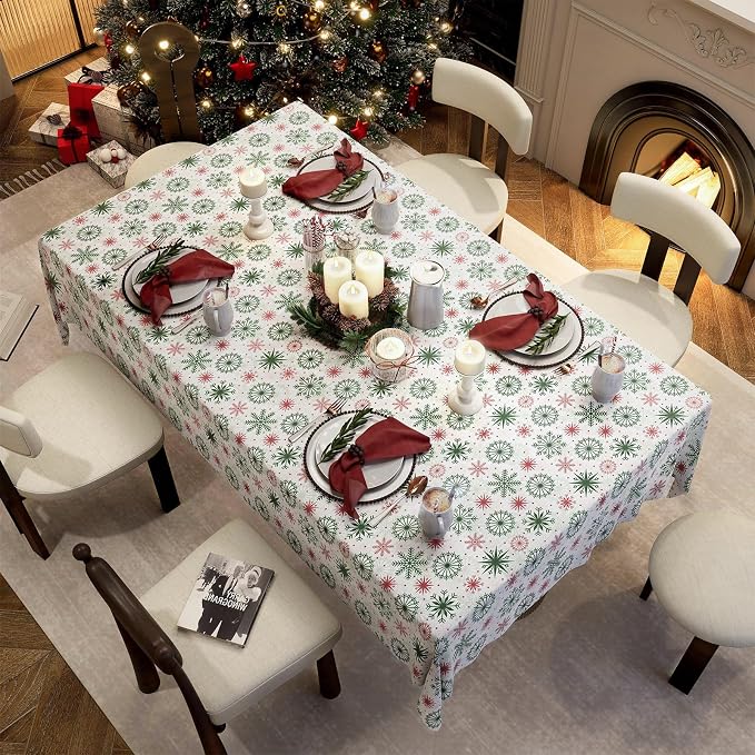 Christmas Tablecloth with Snowflake, Spillproof Waterproof Fabric Table Cloth - Image 5