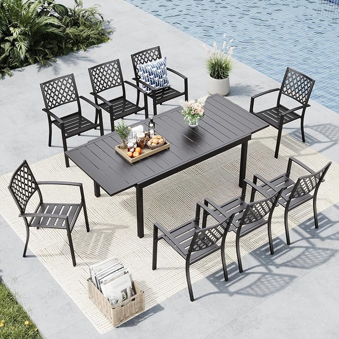 MFSTUDIO Outdoor Dining Set for 8, Patio Dining Set by MFSTUDIO