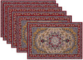 Ethnic Boho Linen Placemats Set of 6, 12x18 Inch Vintage Bohemian Washable by SNOWMOLLE