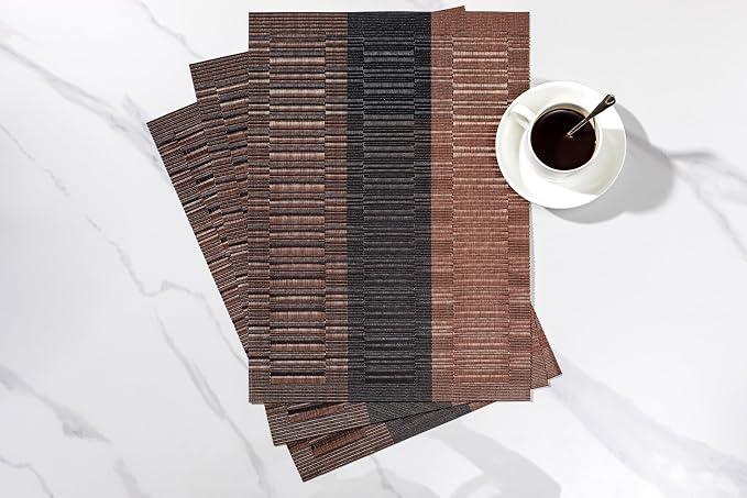 LEXMORE Placemats Set of 6 Vinyl/Plastic Woven Place Mats - Image 6