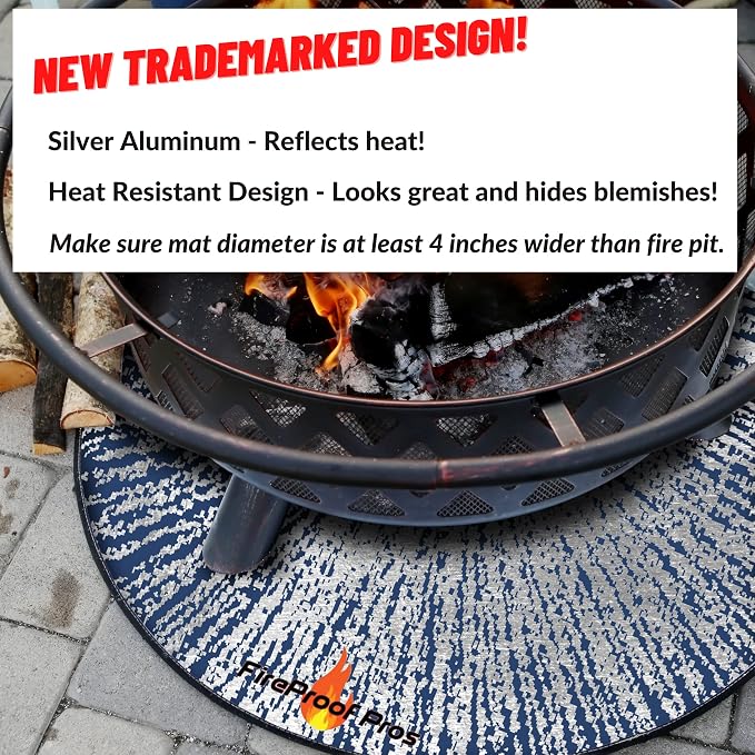 40" Blue Color Design fire mat for Under firepit. Heat Retardant Pattern That - Image 3