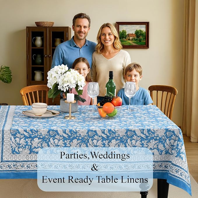 CPC Tablecloth 100% Cotton 60x90 Inch Indian Block Print Rectangle Table Cover - Image 3