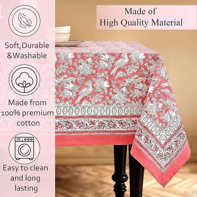 CPC Tablecloth 100% Cotton 60x90 Inch Indian Block Print Rectangle Table Cover - Image 7
