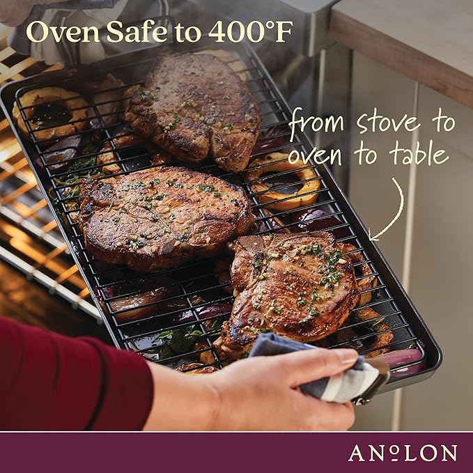 Double Burner Griddle, 10-Inch Bronze Nonstick Aluminum Pan